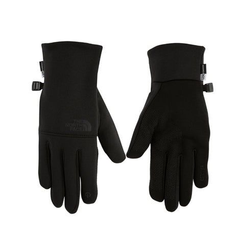 EtipRecycleGlove-Black gloves with The North Face logo on a white background