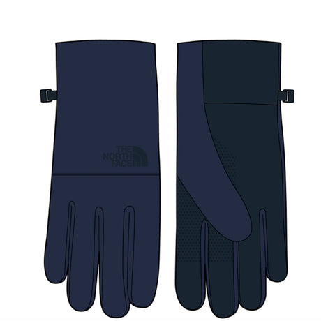 EtipRecycleGlove-Pair of navy blue gloves with The North Face logo on a white background