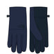 EtipRecycleGlove-Pair of navy blue gloves with The North Face logo on a white background