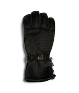 EvieGlove- A single black winter glove with quilted palm paneling, a wrist strap, and a small visible 'Klim' tag, photographed on a plain white background.