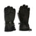 EvieGlove-A pair of black winter gloves shown flat against a white background, displaying both the back of one glove with its diamond-quilted pattern and the front of the other glove with its elastic drawstring cuff.