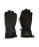 EvieGlove-A pair of black winter gloves shown flat against a white background, displaying both the back of one glove with its diamond-quilted pattern and the front of the other glove with its elastic drawstring cuff.