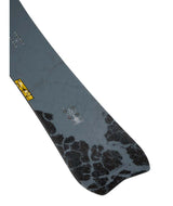 Excavator- Black, grey, and yellow snowboard on a white background