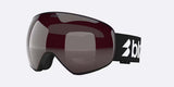 FLoz-Bliz brand ski goggles with a dark burgundy-tinted lens and a black strap featuring a white logo, shown on a light gray background.