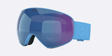 FLoz-Blue ski goggles with a blue-to-purple mirrored lens and a light blue strap, shown on a light gray background.
