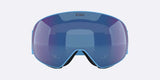 FLoz-Blue ski goggles with a blue-to-purple mirrored lens and a light blue strap, shown on a light gray background.