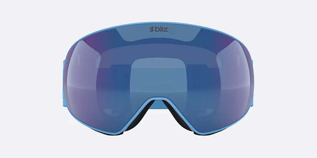 FLoz-Blue ski goggles with a blue-to-purple mirrored lens and a light blue strap, shown on a light gray background.