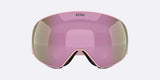 FLoz-Bliz ski goggles with a pink frame and a pink-to-green mirrored lens, shown on a light gray background.