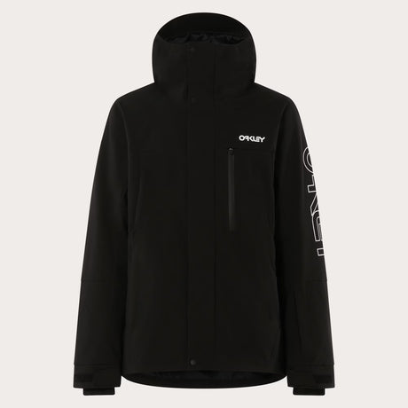 MTNPTBTInsulatedJacket-Black jacket with Oakley logo on a white background