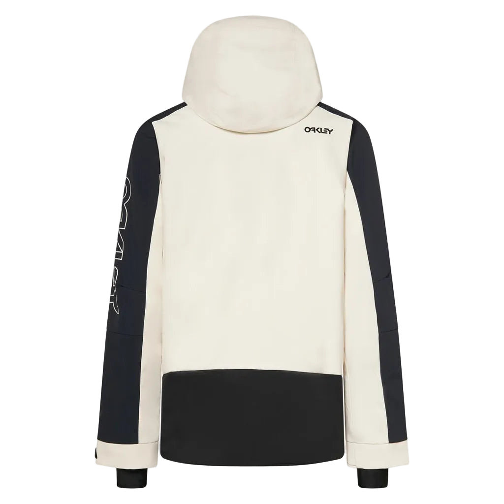 MTNPTBTInsulatedJacket-Two-tone black and white jacket with a hood on a white background