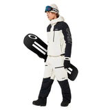 MTNPTBTInsulatedJacket-Two-tone black and white jacket with a hood on a white background