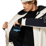 MTNPTBTInsulatedJacket-Two-tone black and white jacket with a hood on a white background