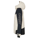 MTNPTBTInsulatedJacket-Two-tone black and white jacket with a hood on a white background