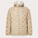 Drift O-Puff Jacket-Beige puffer jacket with a brand logo on a light gray background