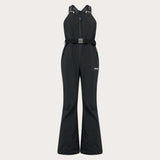 WTNPHarperSoftshellBib-Black ski jumpsuit with a belt on a light gray background