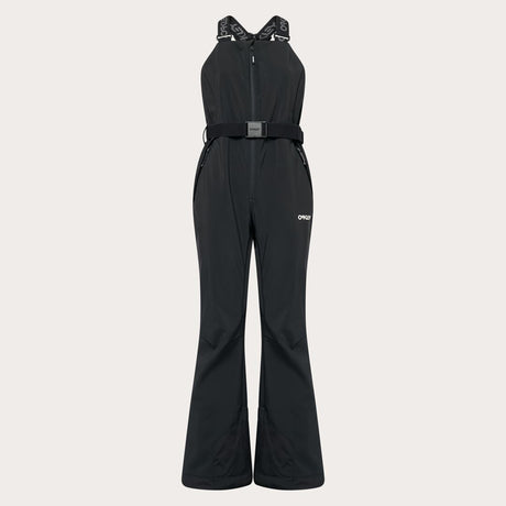WTNPHarperSoftshellBib-Black ski jumpsuit with a belt on a light gray background