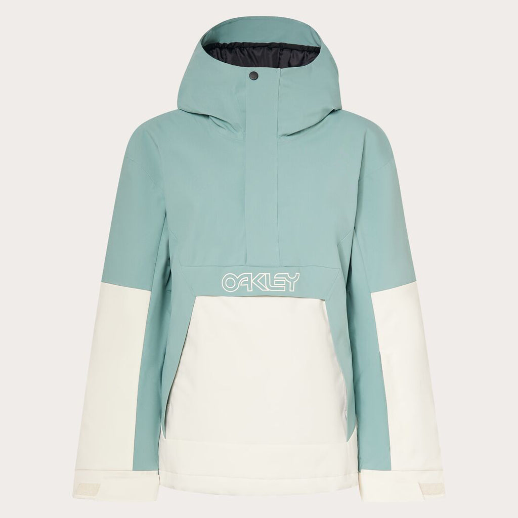 TNP TBT Insulated Anorak-Green and white jacket with Oakley logo on a light gray background