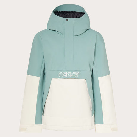 TNP TBT Insulated Anorak-Green and white jacket with Oakley logo on a light gray background