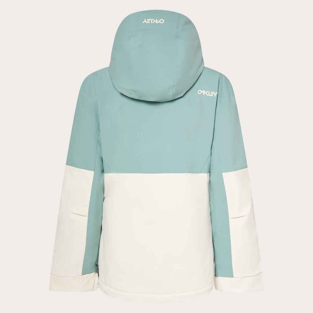 TNP TBT Insulated Anorak-Green and white jacket with Oakley logo on a light gray background