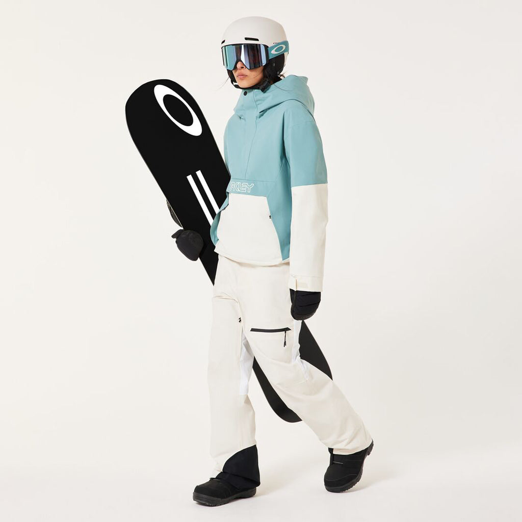 TNP TBT Insulated Anorak-Green and white jacket with Oakley logo on a light gray background