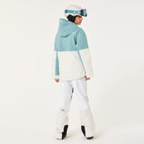 TNP TBT Insulated Anorak-Green and white jacket with Oakley logo on a light gray background