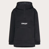 TNP Nose Grab Softshell Hoodie-Black hooded jacket with Oakley logo on a light gray background