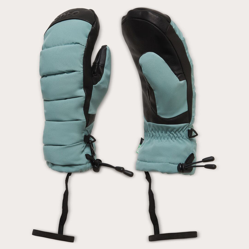 B1B Winter Mitten-Pair of teal mittens with black accents on a white background