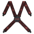 FactorySuspender-Oakley suspenders with red and black design on a white background
