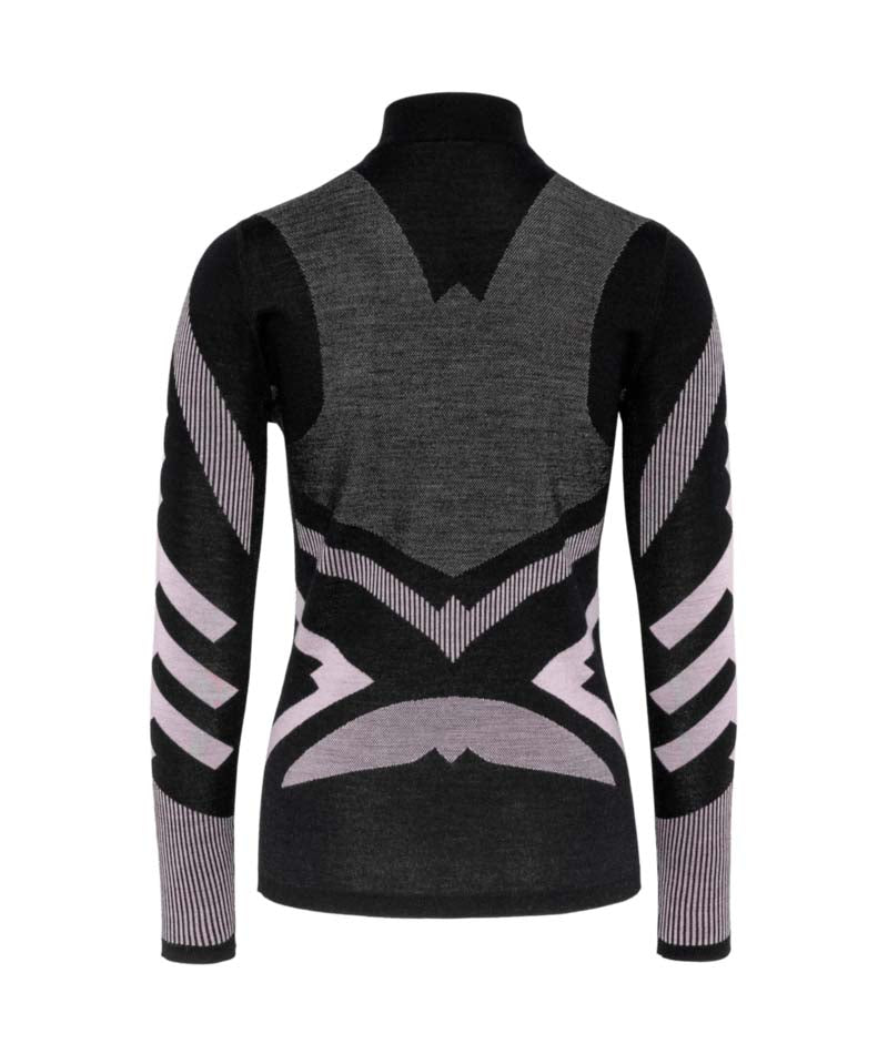 Faith1_2Zip-Black and gray sweater with geometric pattern on a white background