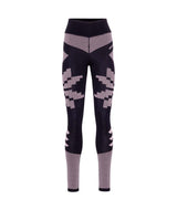 FaithBaseLayerPant-Black leggings with geometric pattern on a white background