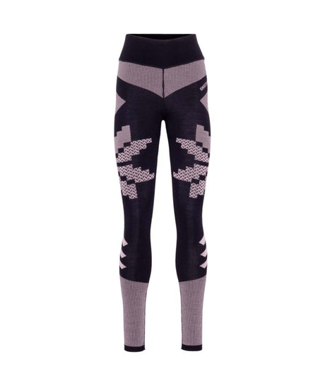 FaithBaseLayerPant-Black leggings with geometric pattern on a white background