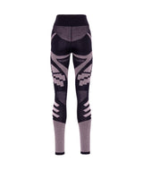 FaithBaseLayerPant-Black leggings with geometric pattern on a white background