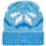 FaithBeanie-Blue knit beanie with mountain pattern on a white background