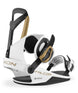 Falcor- White snowboard bindings on a white background