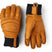 FallLine-Pair of brown leather gloves with black cuffs on a white background
