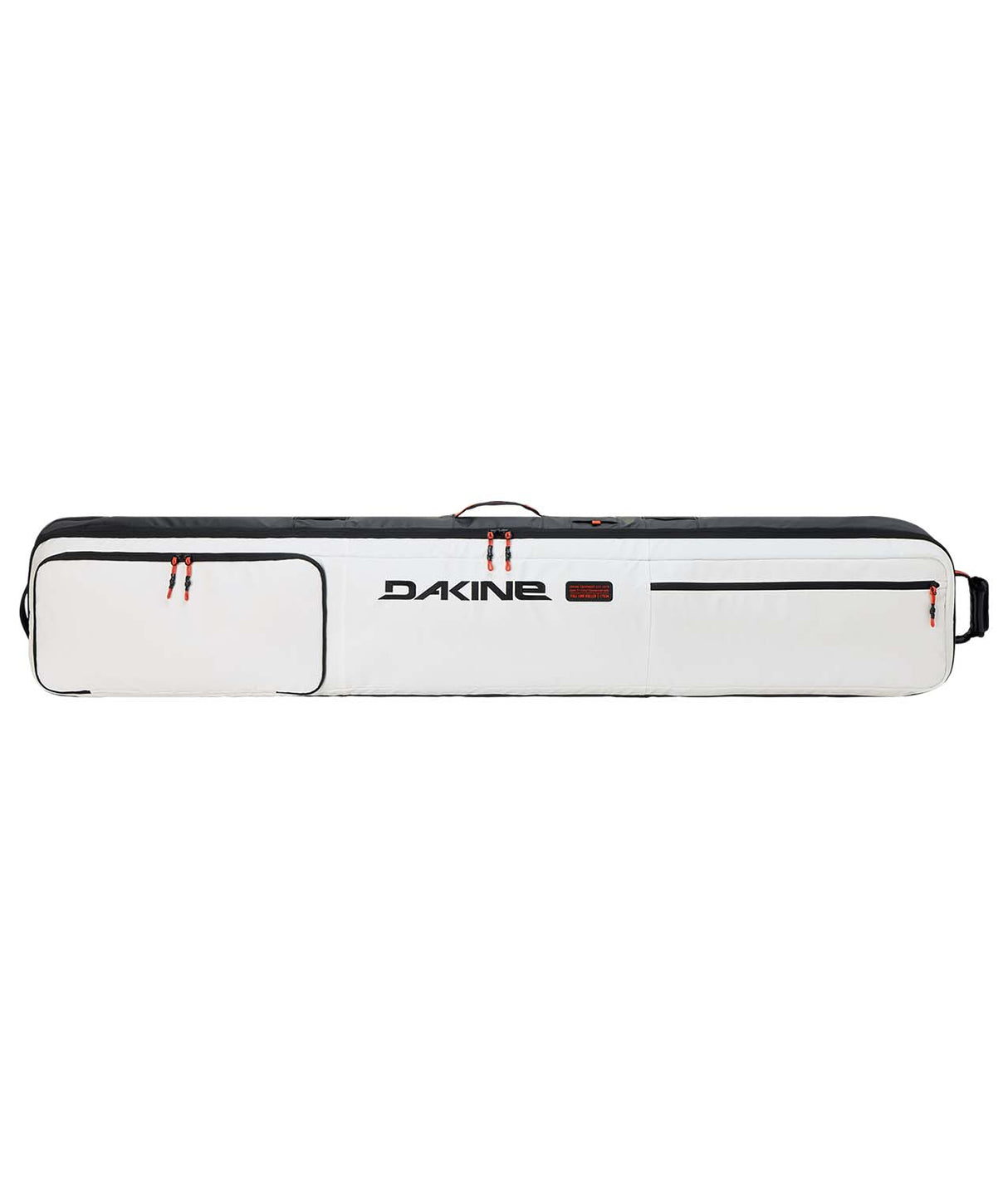 FallLineSkiRollerBag-White ski bag with Dakine logo on a white background