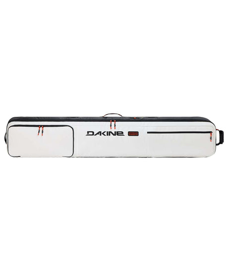 FallLineSkiRollerBag-White ski bag with Dakine logo on a white background
