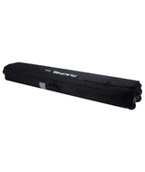 FallLineSkiRollerBag-Black ski bag with Dakine logo on a white background