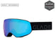 Fathom- Glade ski goggles with a blue photochromic mirrored lens and a black strap featuring the brand name 'GLADE' in gray. 