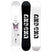 Antigravity- Two views of a GNU snowboard, one with a pink and white design and the other with a black and white design, on a white background.