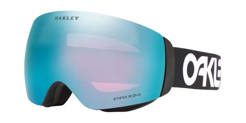 FlightDeckM-Oakley goggles with blue lens and black frame on a white background