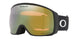 FlightTrackerL-Oakley goggles with gold lens and black frame on a white background