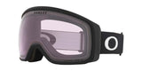 FlightTrackerM-Black Oakley goggles with a clear lens on a white background