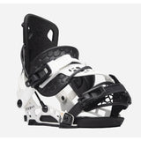 Flow NX2-A black Nidecker Flow Nx2 snowboard binding featuring a two-strap design and aluminum baseplate.