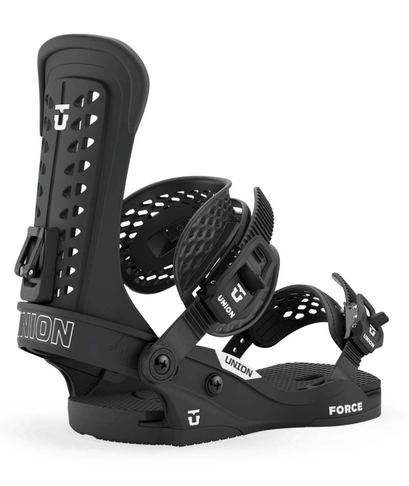 ForceClassic-Black snowboard binding with 'Union' branding on a white background