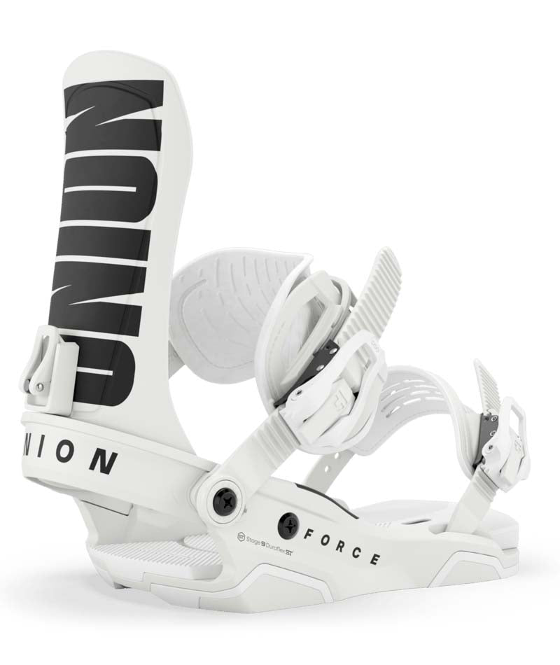 ForceTeam-White snowboard bindings on a white background