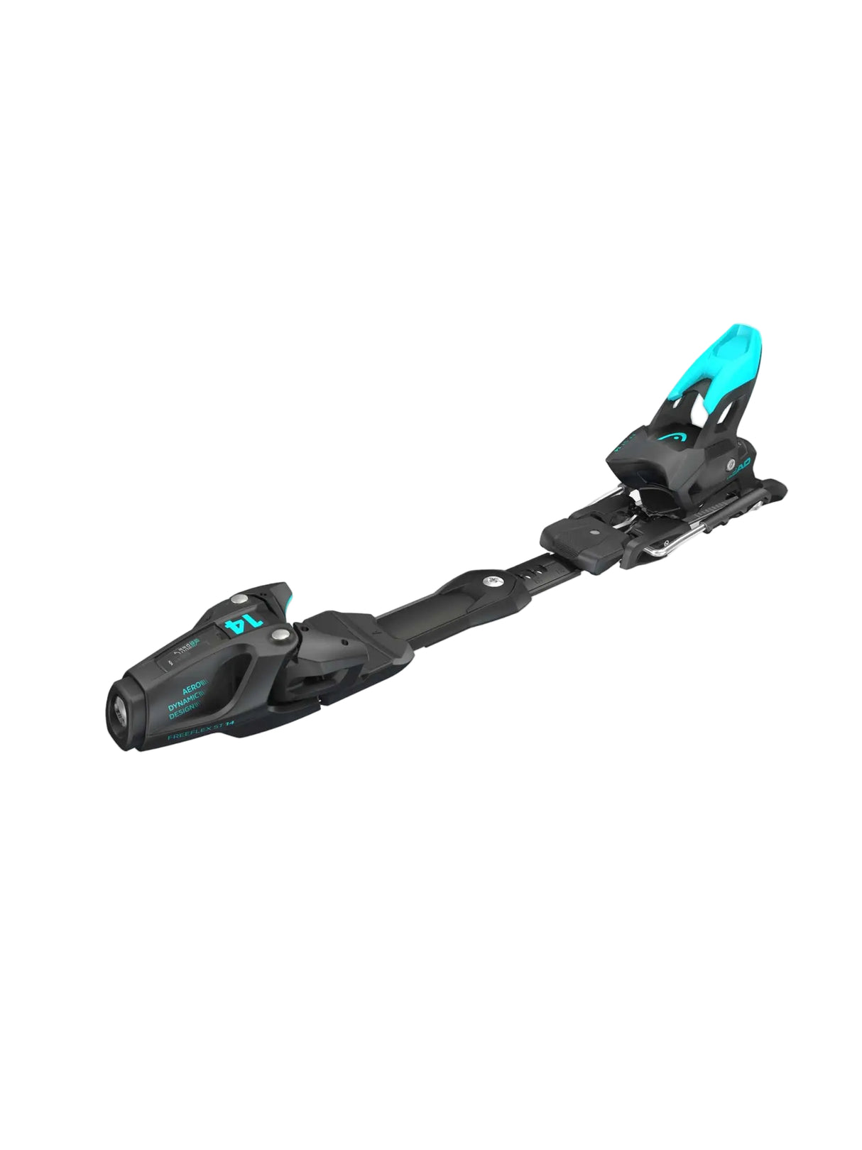 FreeFlexST14-Black ski binding with blue accents on a white background