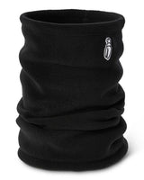 FruzzNeckTube-Black neck gaiter with a brand logo on a white background