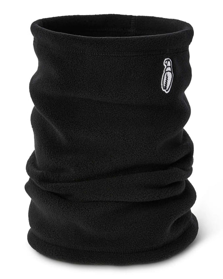 FruzzNeckTube-Black neck gaiter with a brand logo on a white background
