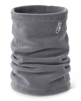 FruzzNeckTube-Grey neck gaiter with a brand logo on a white background